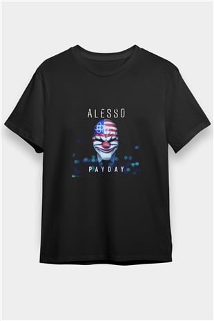 Alesso Baskılı Unisex Siyah Tişört