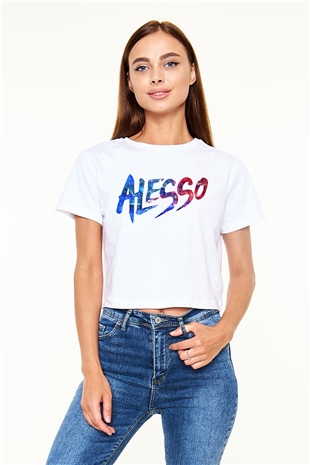 Alesso Beyaz Croptop Tişört