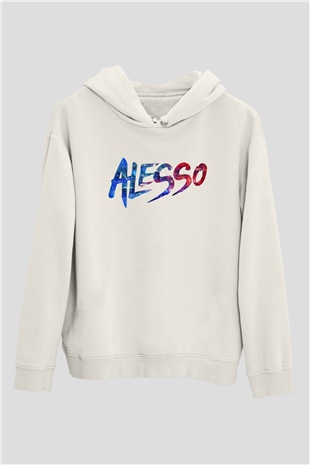 Alesso Beyaz Unisex Kapşonlu Sweatshirt