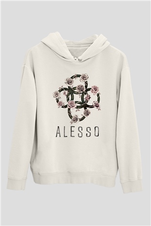 Alesso Beyaz Unisex Kapşonlu Sweatshirt