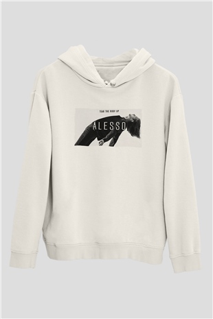 Alesso Beyaz Unisex Kapüşonlu Sweatshirt