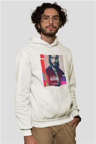 Alesso Beyaz Unisex Kapüşonlu Sweatshirt