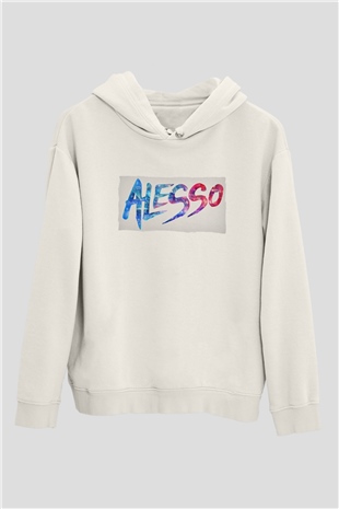 Alesso Beyaz Unisex Kapüşonlu Sweatshirt