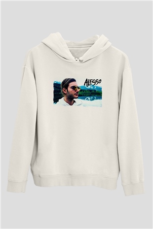 Alesso Beyaz Unisex Kapüşonlu Sweatshirt