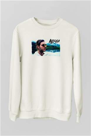 Alesso Beyaz Unisex Sweatshirt
