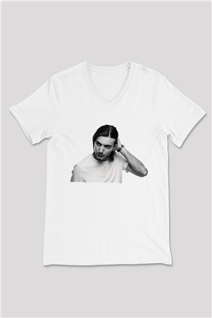 Alesso Beyaz Unisex V Yaka Tişört