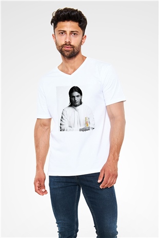 Alesso Beyaz Unisex V Yaka Tişört