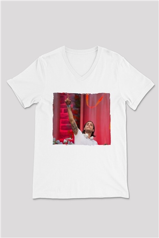 Alesso Beyaz Unisex V Yaka Tişört