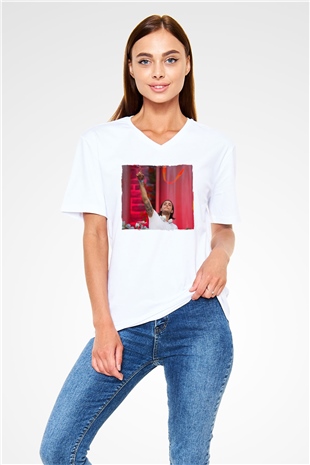 Alesso Beyaz Unisex V Yaka Tişört