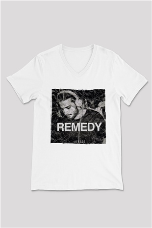 Alesso Beyaz Unisex V Yaka Tişört