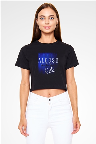 Alesso Siyah Crop Top Tişört