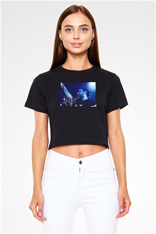 Alesso Siyah  Crop Top Tişört