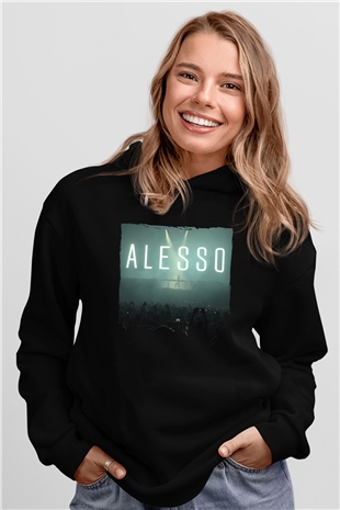 Alesso Siyah Unisex Kapüşonlu Sweatshirt
