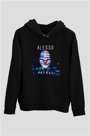 Alesso Siyah Unisex Kapüşonlu Sweatshirt