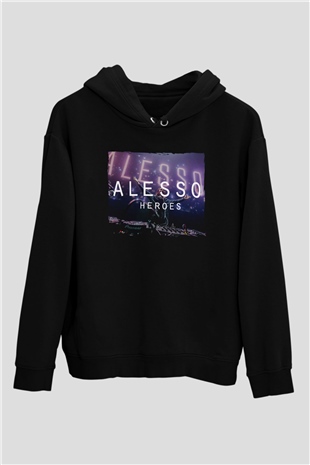 Alesso Siyah Unisex Kapüşonlu Sweatshirt
