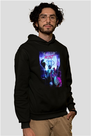 Alesso Siyah Unisex Kapüşonlu Sweatshirt