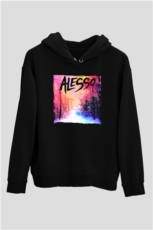 Alesso Siyah Unisex Kapüşonlu Sweatshirt