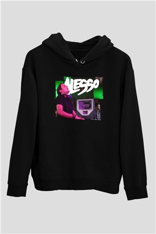 Alesso Siyah Unisex Kapüşonlu Sweatshirt