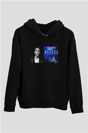 Alesso Siyah Unisex Kapüşonlu Sweatshirt