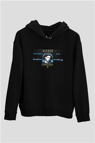 Alesso Siyah Unisex Kapüşonlu Sweatshirt