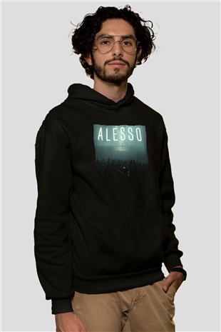 Alesso Siyah Unisex Kapüşonlu Sweatshirt