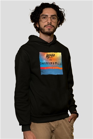 Alesso Siyah Unisex Kapüşonlu Sweatshirt