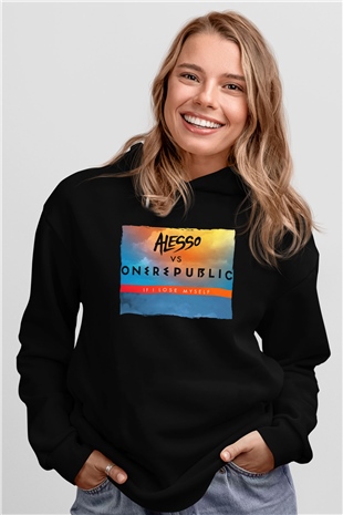 Alesso Siyah Unisex Kapüşonlu Sweatshirt