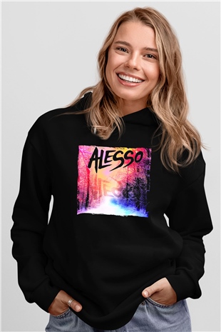 Alesso Siyah Unisex Kapüşonlu Sweatshirt