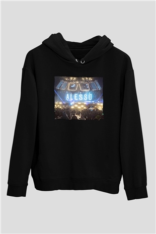 Alesso Siyah Unisex Kapüşonlu Sweatshirt