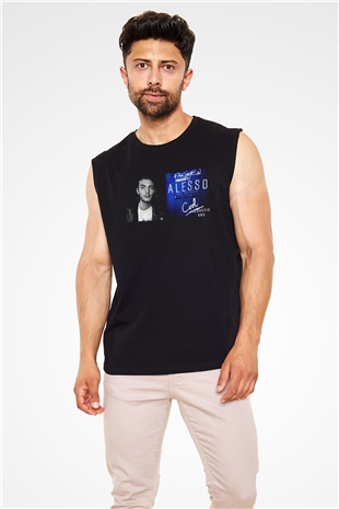 Alesso Siyah Unisex Kolsuz Tişört