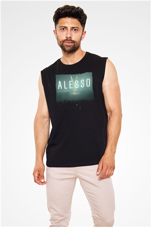 Alesso Siyah Unisex Kolsuz Tişört