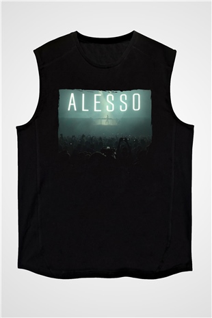 Alesso Siyah Unisex Kolsuz Tişört