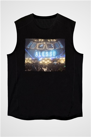 Alesso Siyah Unisex Kolsuz Tişört