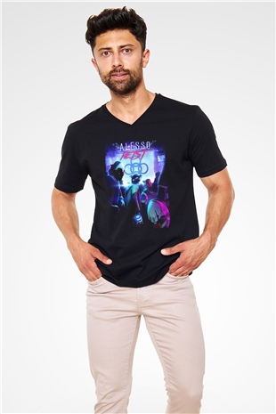 Alesso Siyah Unisex V Yaka Tişört
