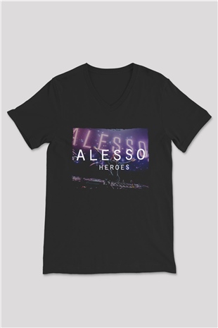 Alesso Siyah Unisex V Yaka Tişört