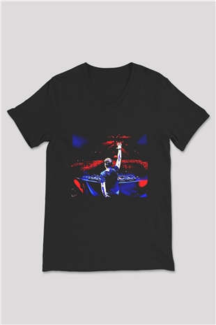 Alesso Siyah Unisex V Yaka Tişört