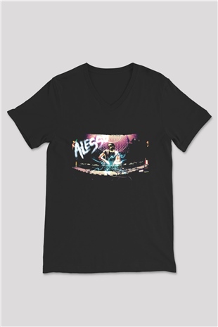 Alesso Siyah Unisex V Yaka Tişört