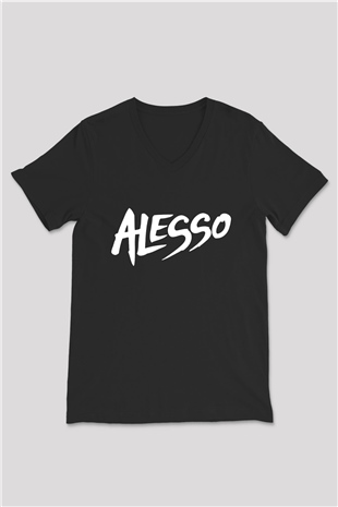 Alesso Siyah Unisex V Yaka Tişört
