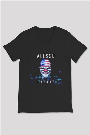 Alesso Siyah Unisex V Yaka Tişört