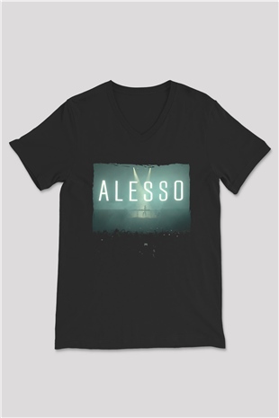 Alesso Siyah Unisex V Yaka Tişört