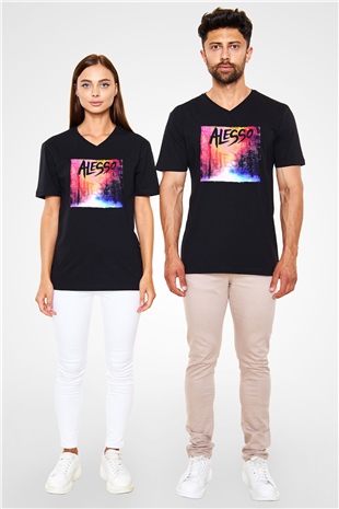 Alesso Siyah Unisex V Yaka Tişört