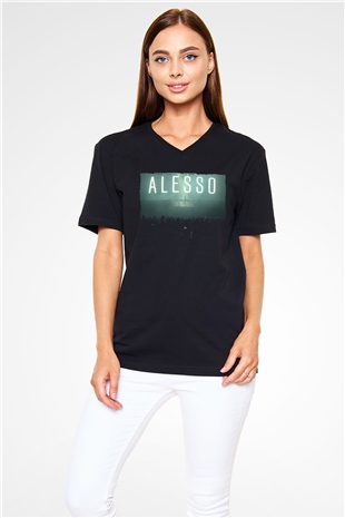 Alesso Siyah Unisex V Yaka Tişört