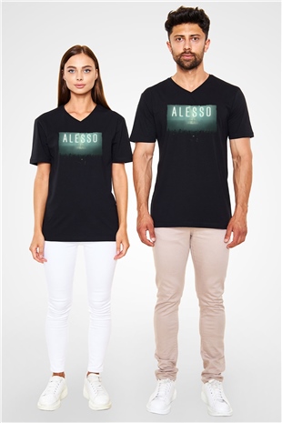 Alesso Siyah Unisex V Yaka Tişört