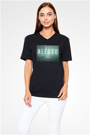Alesso Siyah Unisex V Yaka Tişört