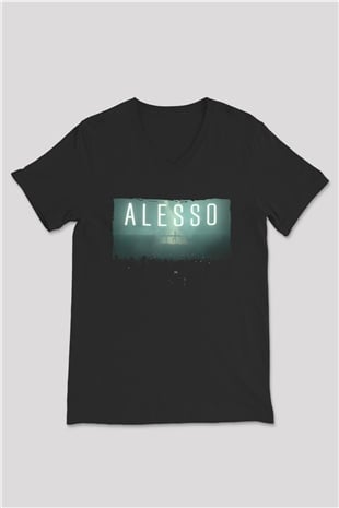 Alesso Siyah Unisex V Yaka Tişört