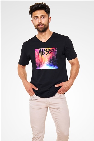 Alesso Siyah Unisex V Yaka Tişört