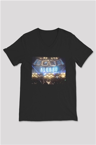 Alesso Siyah Unisex V Yaka Tişört
