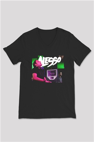Alesso Siyah Unisex V Yaka Tişört
