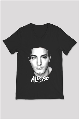 Alesso Siyah Unisex V Yaka Tişört