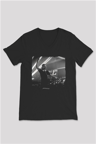 Alesso Siyah Unisex V Yaka Tişört